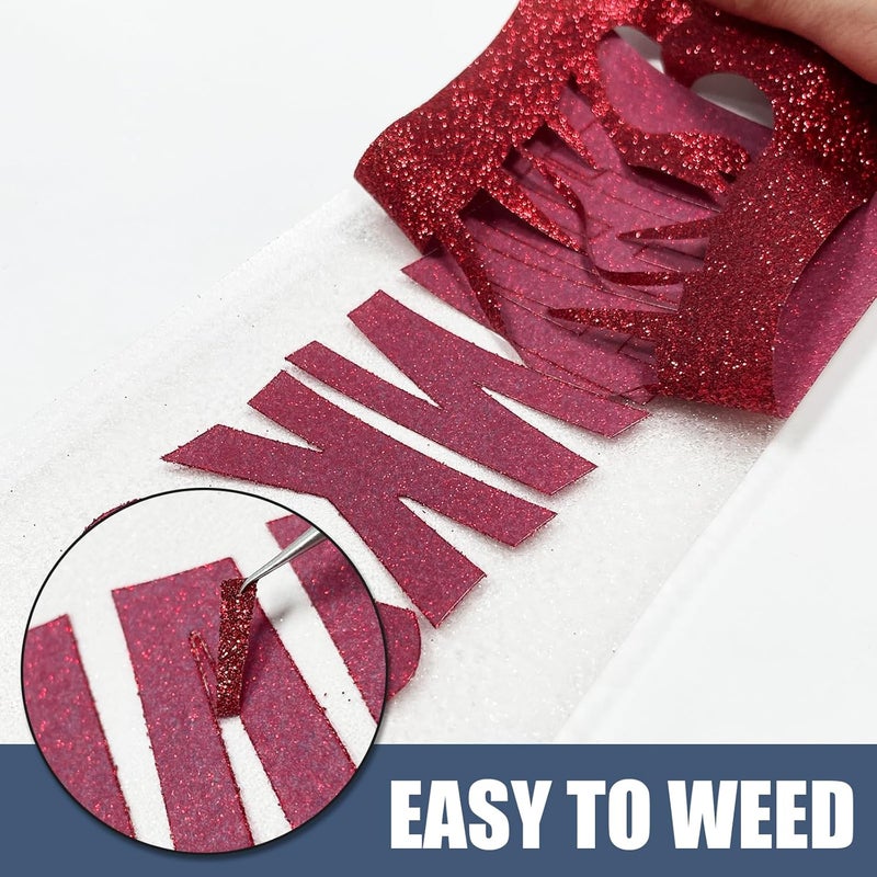 MerryMade Red Glitter Heat Transfer Vinyl 12" x 15 ft HTV for Shirts, Glitter HTV for All Cutter Machine - Easy to Cut & Weed for Heat Vinyl Design (Red) - Image 5